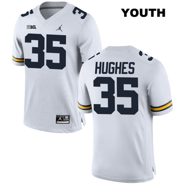 Youth NCAA Michigan Wolverines Casey Hughes #35 White Jordan Brand Authentic Stitched Football College Jersey WN25H20JA
